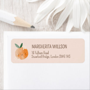 Little Cutie Orange Citrus Botanical Baby Shower Returadress Etikett