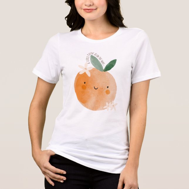 Little Cutie Orange Citrus Botanical Baby Shower T Shirt (Framsida)