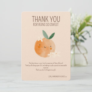 Little Cutie Orange Citrus Botanical Baby Shower Tack Kort