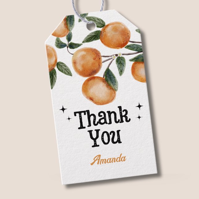 Little Cutie Orange Citrus Thank You Presentetikett (Skapare uppladdad)