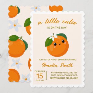 Little Cutie Orange Clementine Baby Shower Inbjudningar