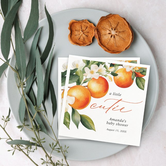 Little Cutie Orange Clementine Baby Shower Pappersservett (Skapare uppladdad)