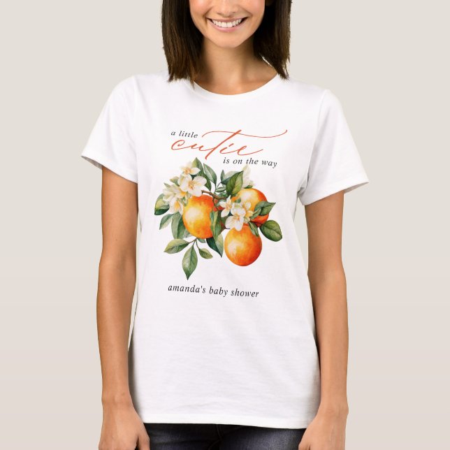 Little Cutie Orange Clementine Baby Shower T Shirt (Framsida)