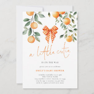 Little Cutie Orange Coquette Bow Baby Shower Inbjudningar