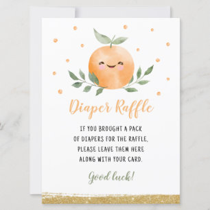 Little Cutie Orange Diaper Raffle Game Inbjudningar