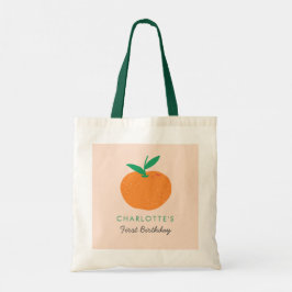 Little Cutie Orange First Birthday Gift Tote Bag Tygkasse