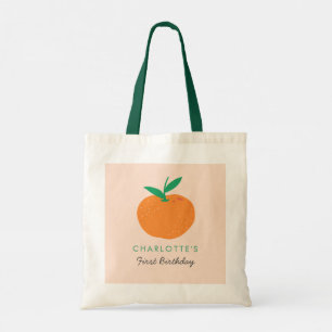Little Cutie Orange First Birthday Gift Tote Bag Tygkasse