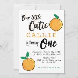 Little Cutie Orange First Birthday-inbjudan Inbjudningar