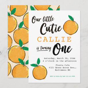 Little Cutie Orange First Birthday-inbjudan Inbjudningar