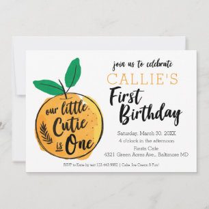 Little Cutie Orange First Birthday-inbjudan Inbjudningar