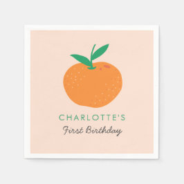 Little Cutie Orange First Birthday Napkins Pappersservett