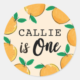 Little Cutie Orange First Birthday Sticker Runt Klistermärke