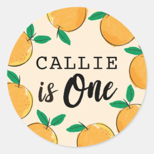 Little Cutie Orange First Birthday Sticker Runt Klistermärke