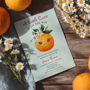 Little Cutie Orange Fruit Watercolor Baby Shower Inbjudningar