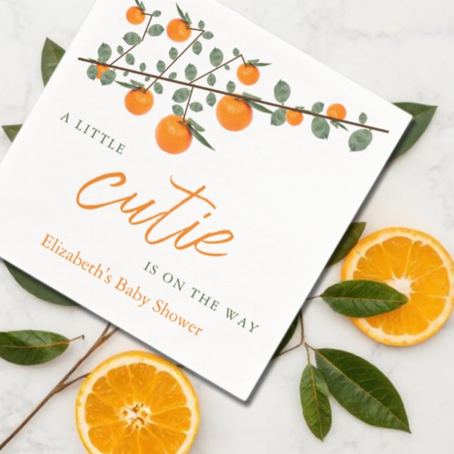 Little Cutie Orange Gender Neutral Baby Shower Pappersservett (Skapare uppladdad)