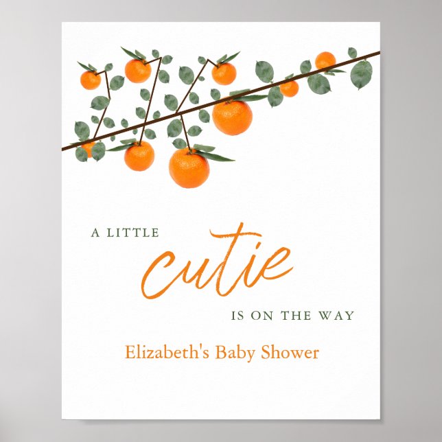 Little Cutie Orange Gender Neutral Baby Shower Poster (Framsidan)