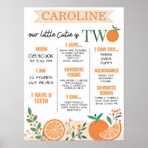 Little Cutie Orange Girls 2:a födelsedagsmilsten Poster
