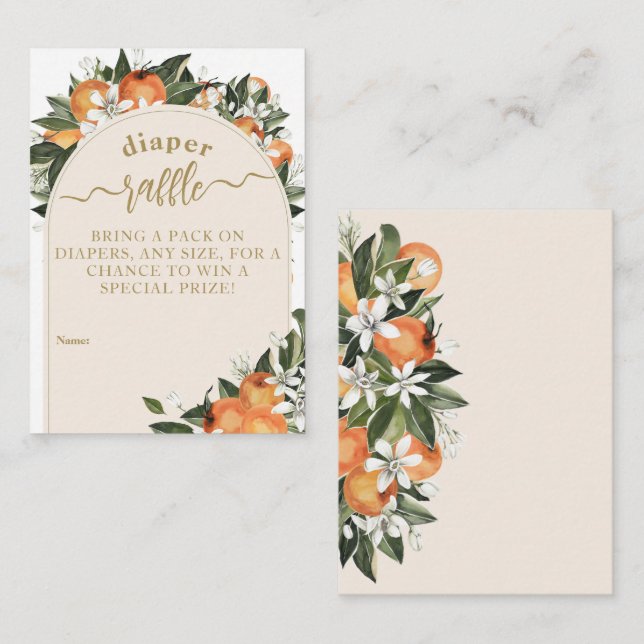 Little cutie Orange grenery boho diaper raffle Tilläggskort (Fram/baksida)