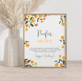 Little Cutie Orange Nappar Hunt Baby Shower Game Poster