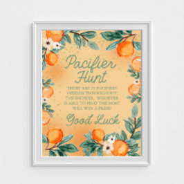 Little Cutie Orange Nappar Hunt Baby Shower Game Poster
