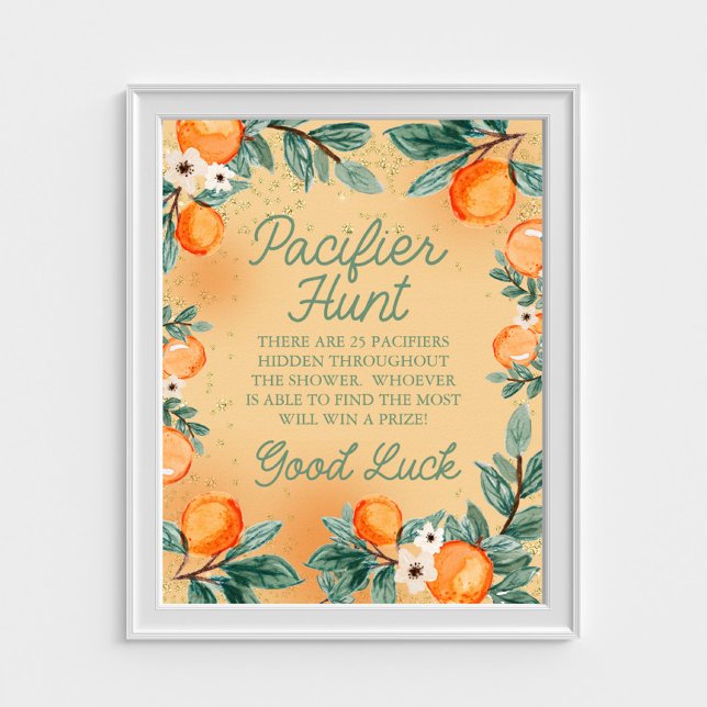 Little Cutie Orange Nappar Hunt Baby Shower Game Poster (Skapare uppladdad)