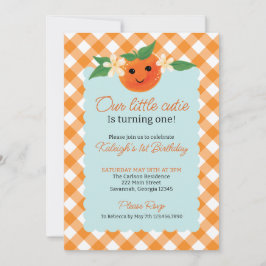 Little Cutie Orange Neutralt Birthday-inbjudan Inbjudningar
