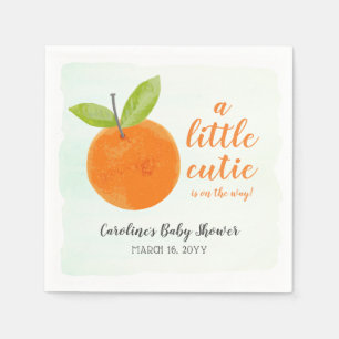 Little Cutie Orange Watercolor Baby Shower Pappersservett
