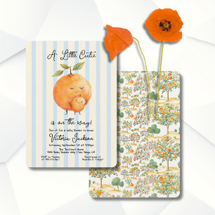 Little Cutie Oranges Baby Shower Toile Rand Inbjudningar