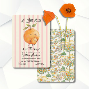Little Cutie Oranges Baby Shower Toile Rand Inbjudningar