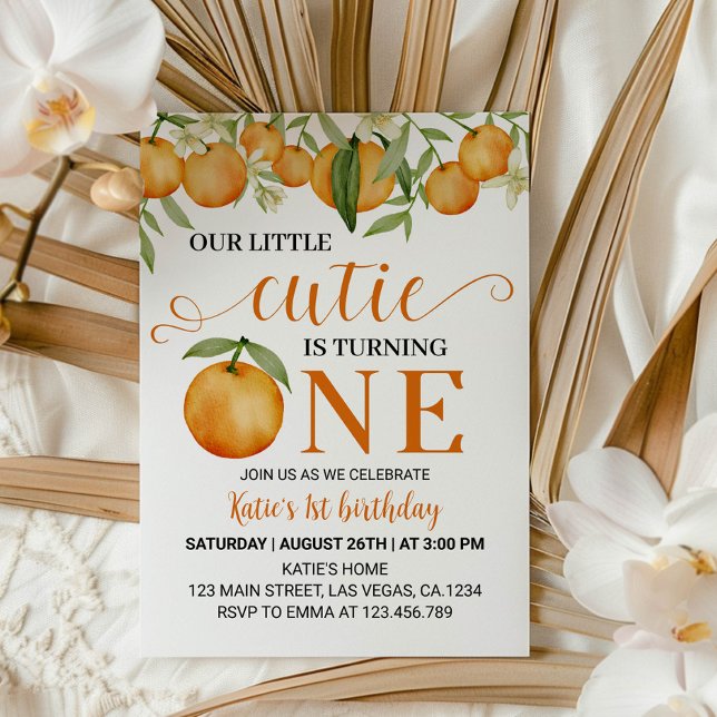 Little Cutie Oranges Citrus Birthday-inbjudan Inbjudningar (Skapare uppladdad)