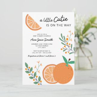 Little Cutie på Way Orange Theme Baby Shower Inbjudningar