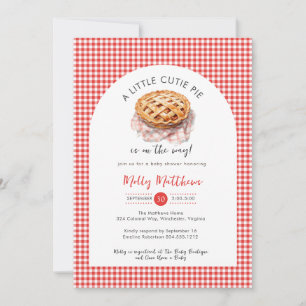 Little Cutie Paj Apple Gingham Baby Shower Inbjudningar