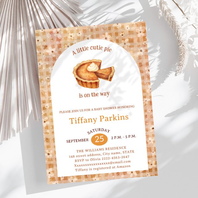 Little Cutie Paj är på Way Pumpkin-babyduschen Inbjudningar (Little Cutie Pie Baby Shower Invitation with Sweet Orange Theme )