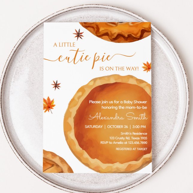 Little Cutie Paj Autumn Shower Inbjudningar (Autumn Pie Baby Shower Invitation
)