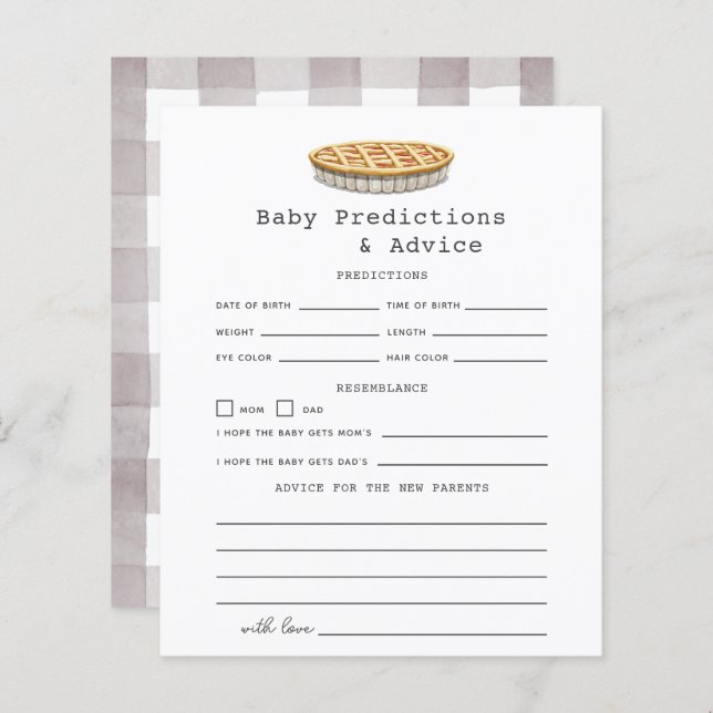 Little Cutie Paj Baby Predictions & Advice (Fram/baksida)