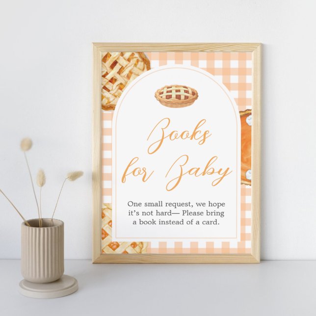 Little Cutie Paj Baby Shower Bokar för Baby-tecken Poster (Little Cutie Pie Fall Baby Shower Books for Baby Sign)