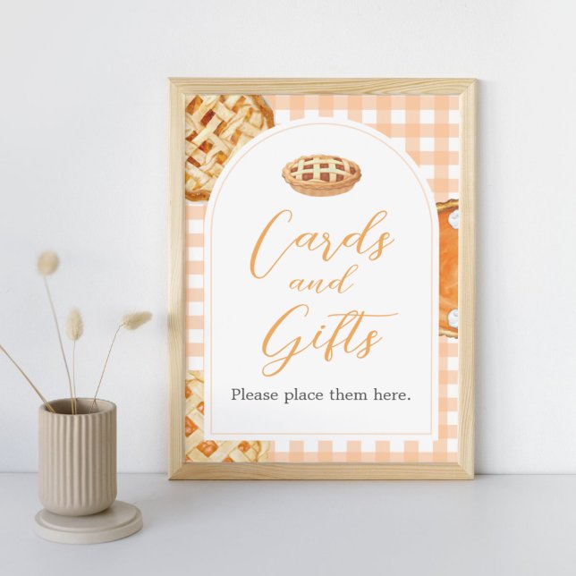 Little Cutie Paj Baby Shower Cards and Gifts Sign Poster (Little Cutie Pie Fall Baby Shower Cards and Gifts Sign)