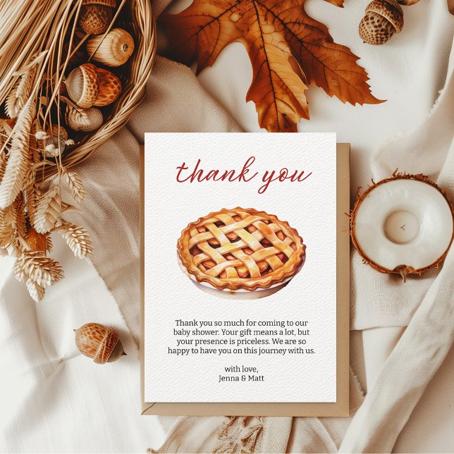 Little Cutie Paj Baby Shower Gingham Fall Tack Kort (Thank you card Cutie Pie Baby Shower)