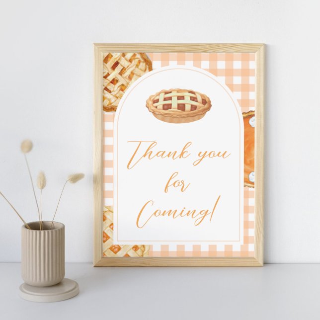 Little Cutie Paj Baby Shower Tack att du signerar Poster (Little Cutie Pie Fall Baby Shower Thank you Sign)