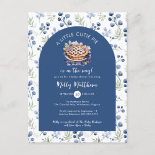 Little Cutie Paj Blue Blommigt Baby Shower Vykort