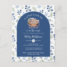 Little Cutie Paj Blue Blommigt Baby Shower Vykort