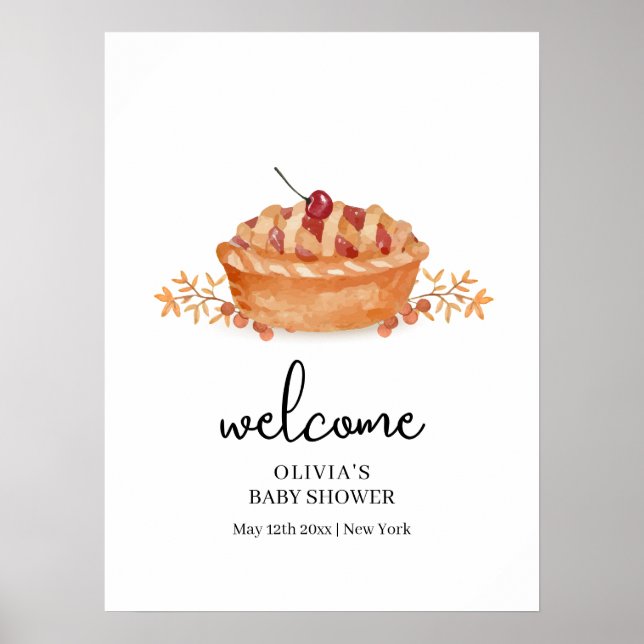 Little Cutie Paj Cherry Fall Baby Shower Välkommen Poster (Framsidan)