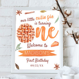 Little Cutie Paj Fall 1st Birthday Party Välkommen Poster
