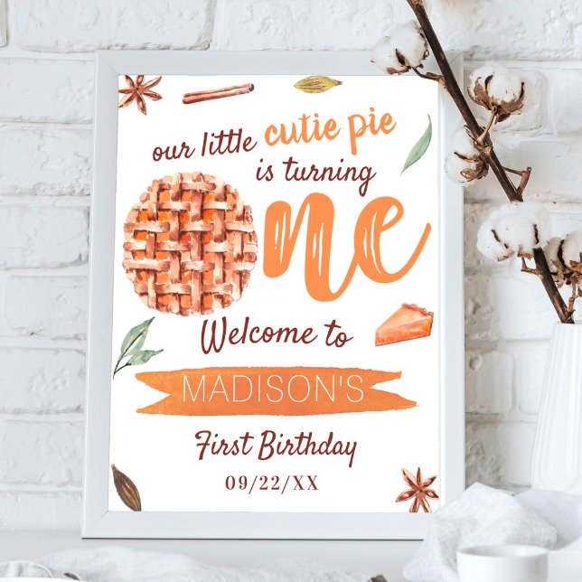 Little Cutie Paj Fall 1st Birthday Party Välkommen Poster (Skapare uppladdad)