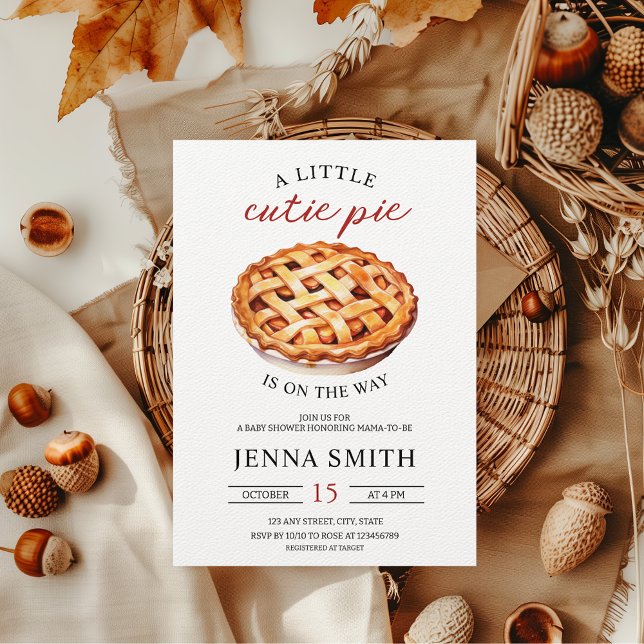 Little Cutie Paj Fall Baby Shower Inbjudningar (Little Cutie Pie is on the Way Baby Shower Invitation Fall )