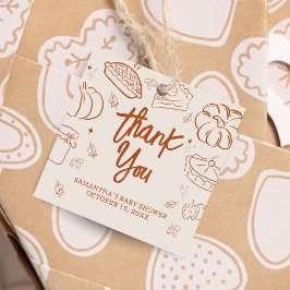 Little Cutie Paj Fall Baby Shower Square Gåvor Etiketter