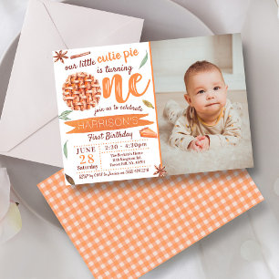 Little Cutie Paj Fall Photo 1st Birthday Inbjudningar