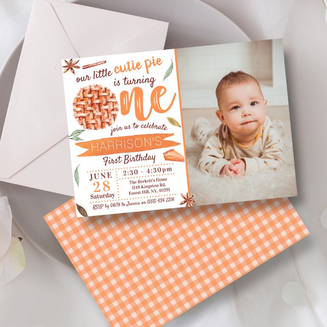 Little Cutie Paj Fall Photo 1st Birthday Inbjudningar (Skapare uppladdad)
