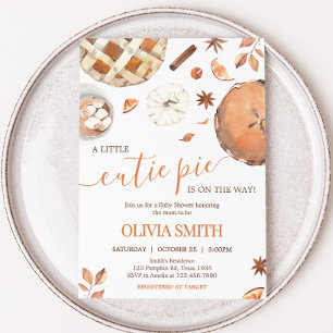 Little Cutie Paj Fall Pumpkin Baby Shower Inbjudningar