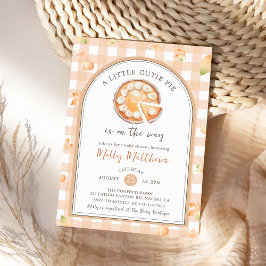 Little Cutie Paj Fall Pumpkin Gingham Baby Shower Inbjudningar